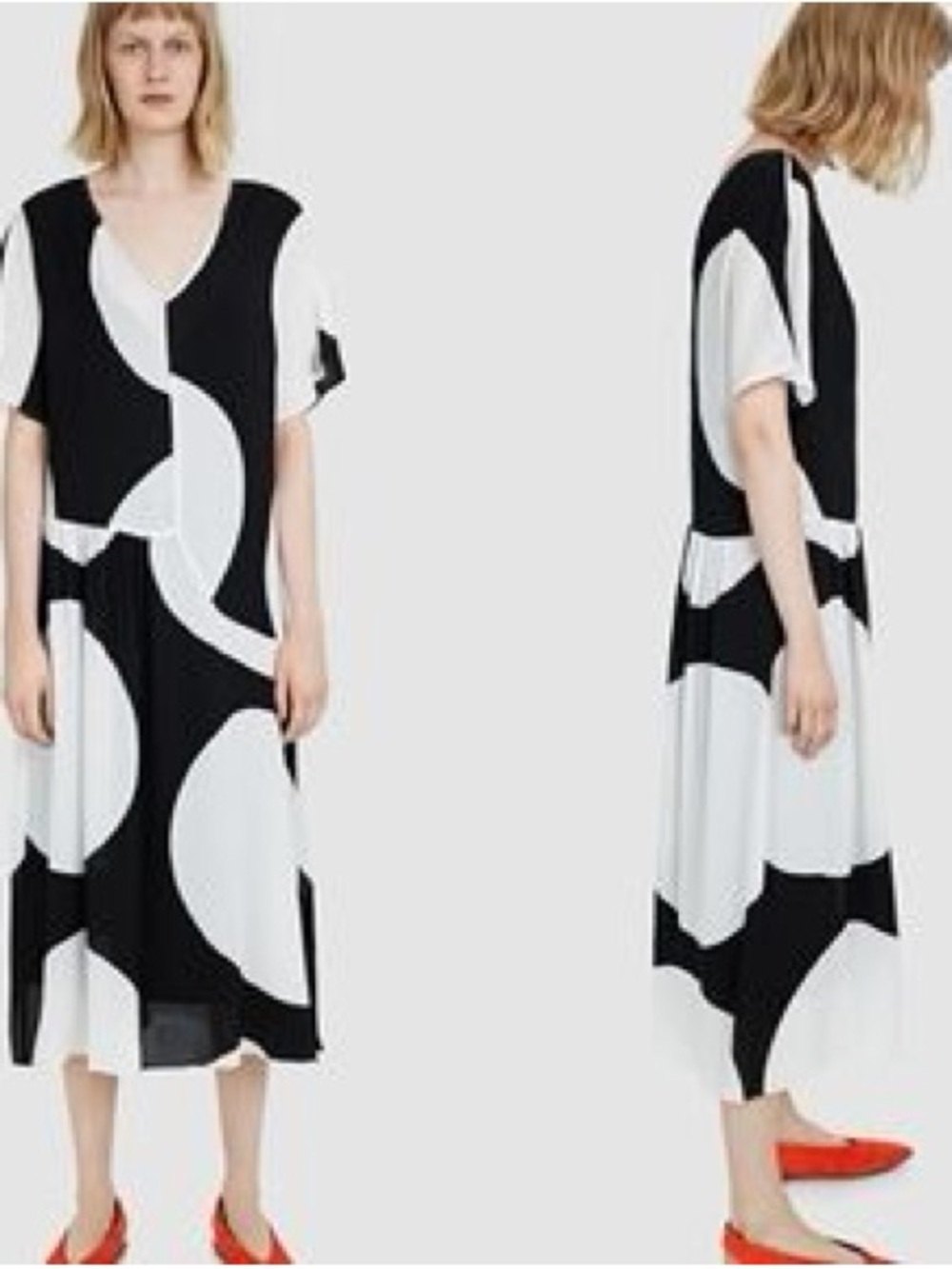 Monochrome Black & White Graphic Midi Dress